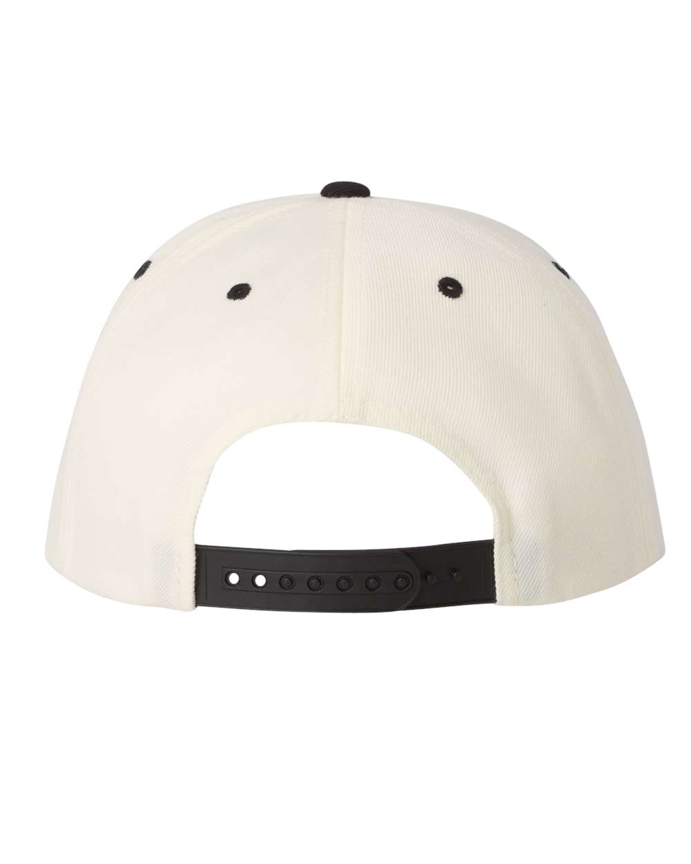 Rear View of Natural/ Black Premium Flat Bill Snapback Cap - 6089M