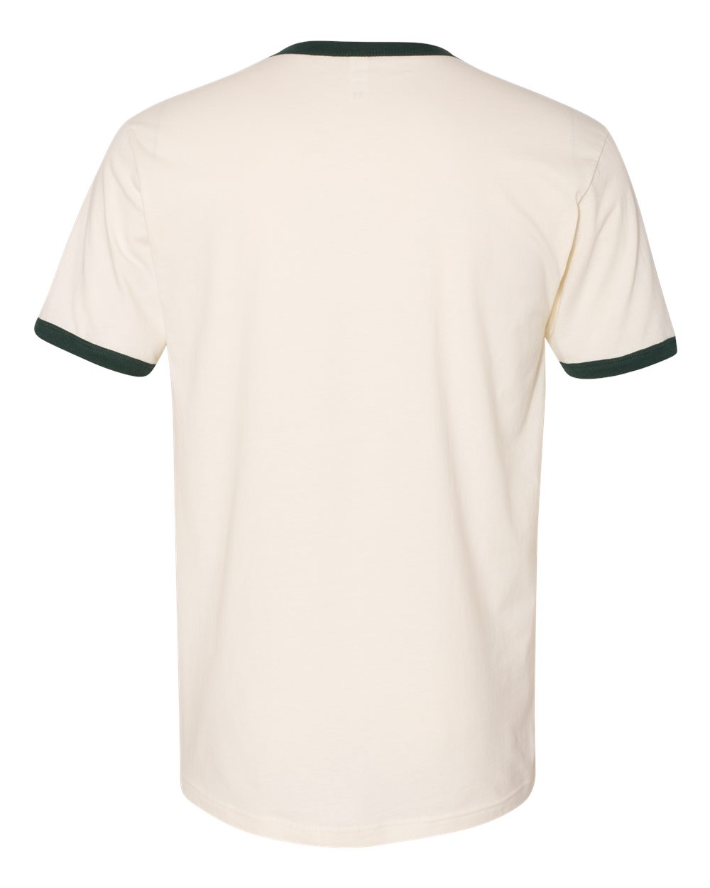 Rear View of Natural/ Forest Green Cotton Ringer T-Shirt - 3604