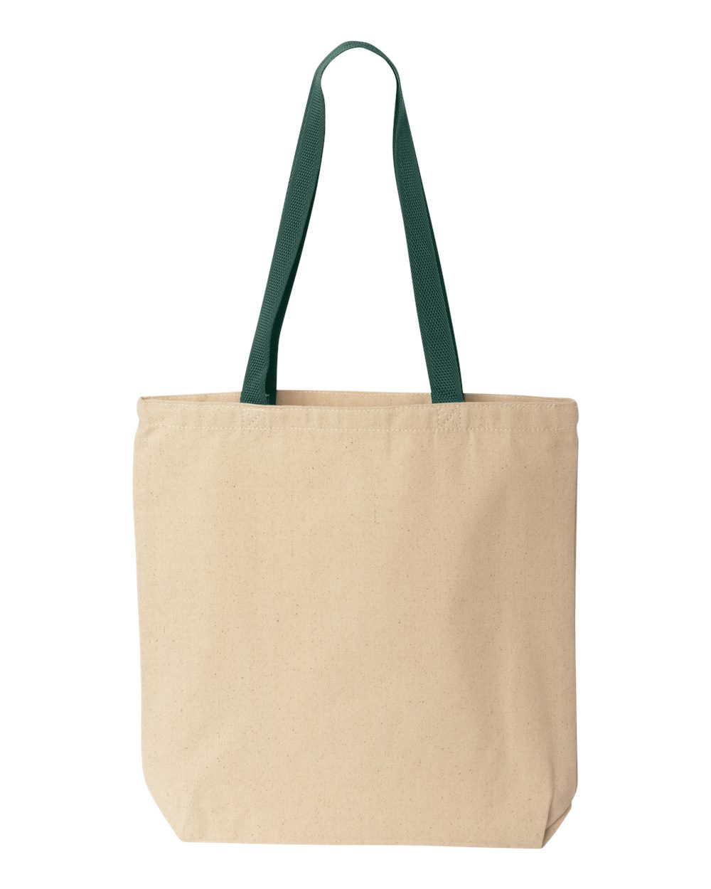 Rear View of Natural/ Forest Natural Tote with Contrast-Color Handles - 8868