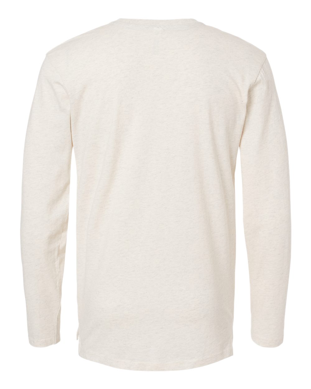 Rear View of Natural Heather Fine Jersey Long Sleeve Tee - 6918