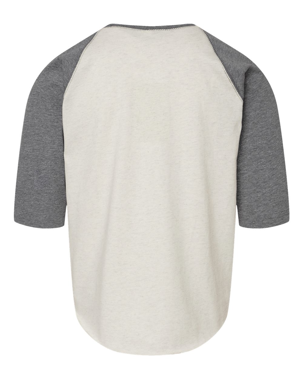 Rear View of Natural Heather/ Granite Heather Youth Baseball Fine Jersey Three-Quarter Sleeve Tee - 6130