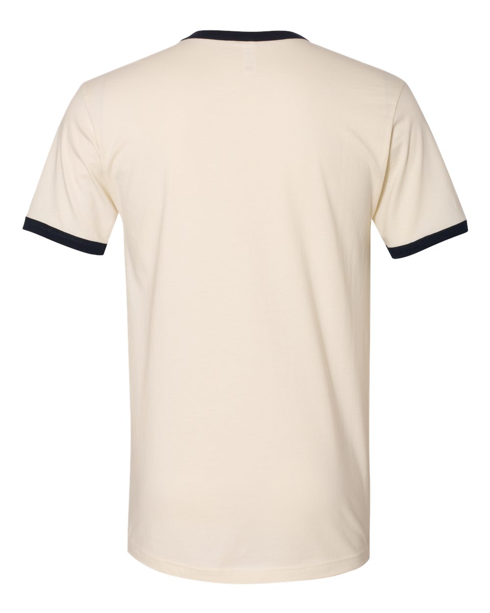 Rear View of Natural/ Midnight Navy Cotton Ringer T-Shirt - 3604