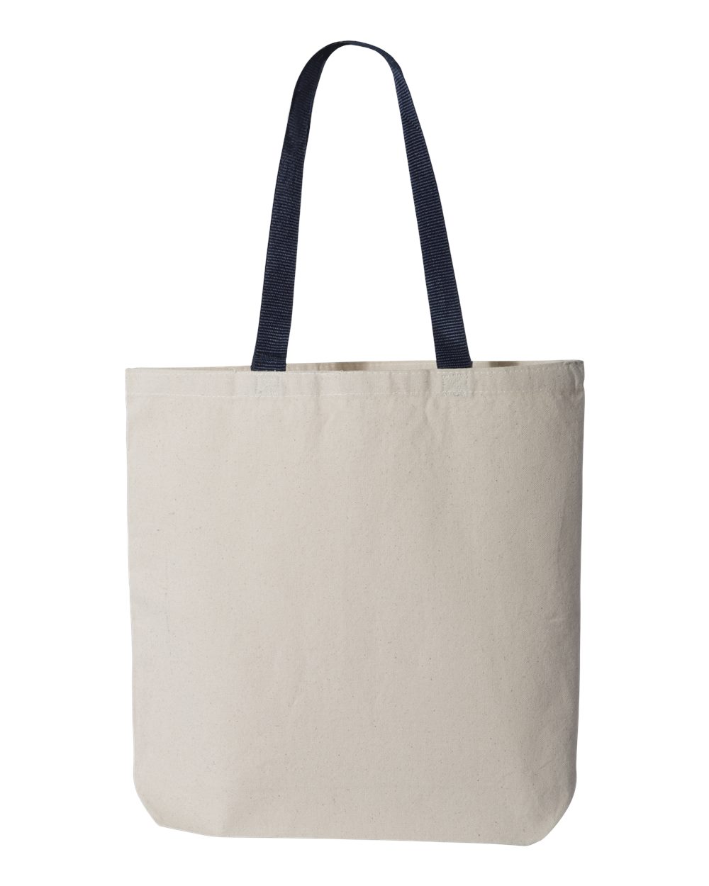 Rear View of Natural/ Navy 11L Canvas Tote with Contrast-Color Handles - Q4400
