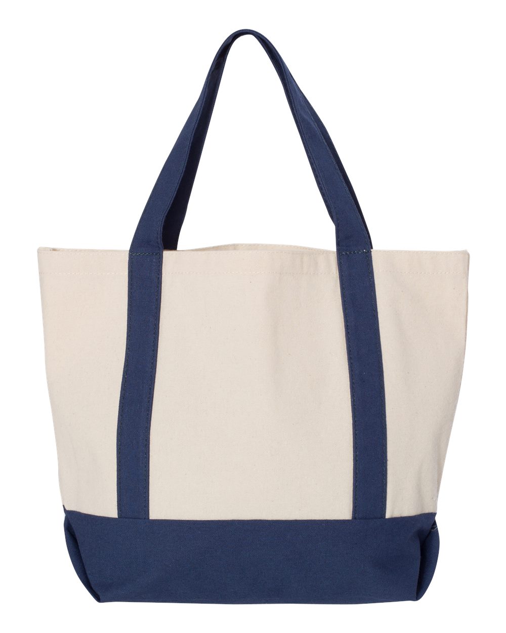 Rear View of Natural/ Navy Seaside Boater Tote - 8867