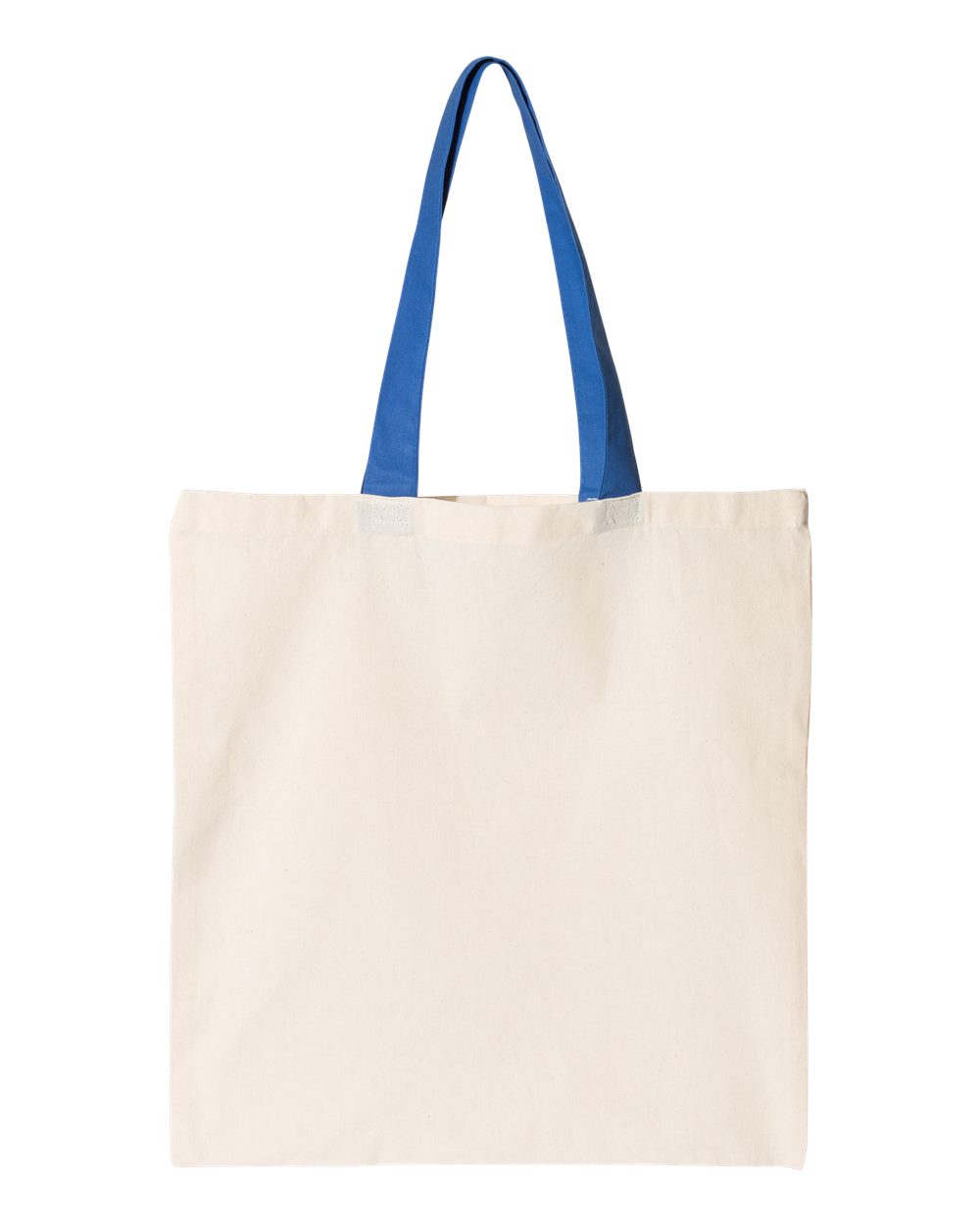 Rear View of Natural/ Royal Contrast-Color Handle Tote - OAD105