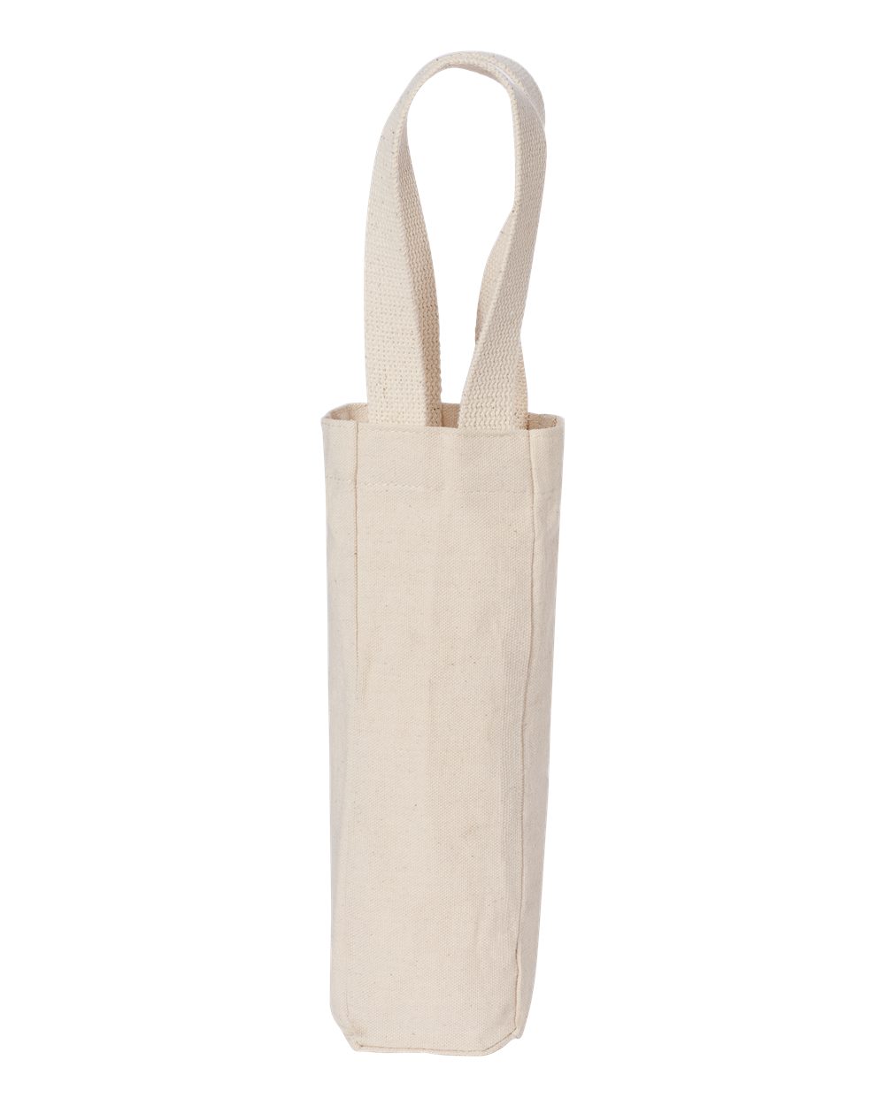 Front View of Natural Single Bottle Wine Tote - 1725