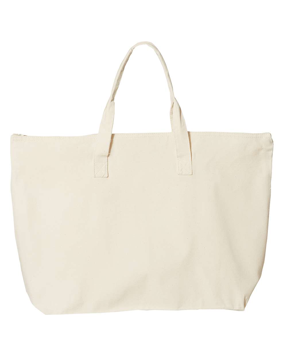 Rear View of Natural Tote with Top Zippered Closure - 8863