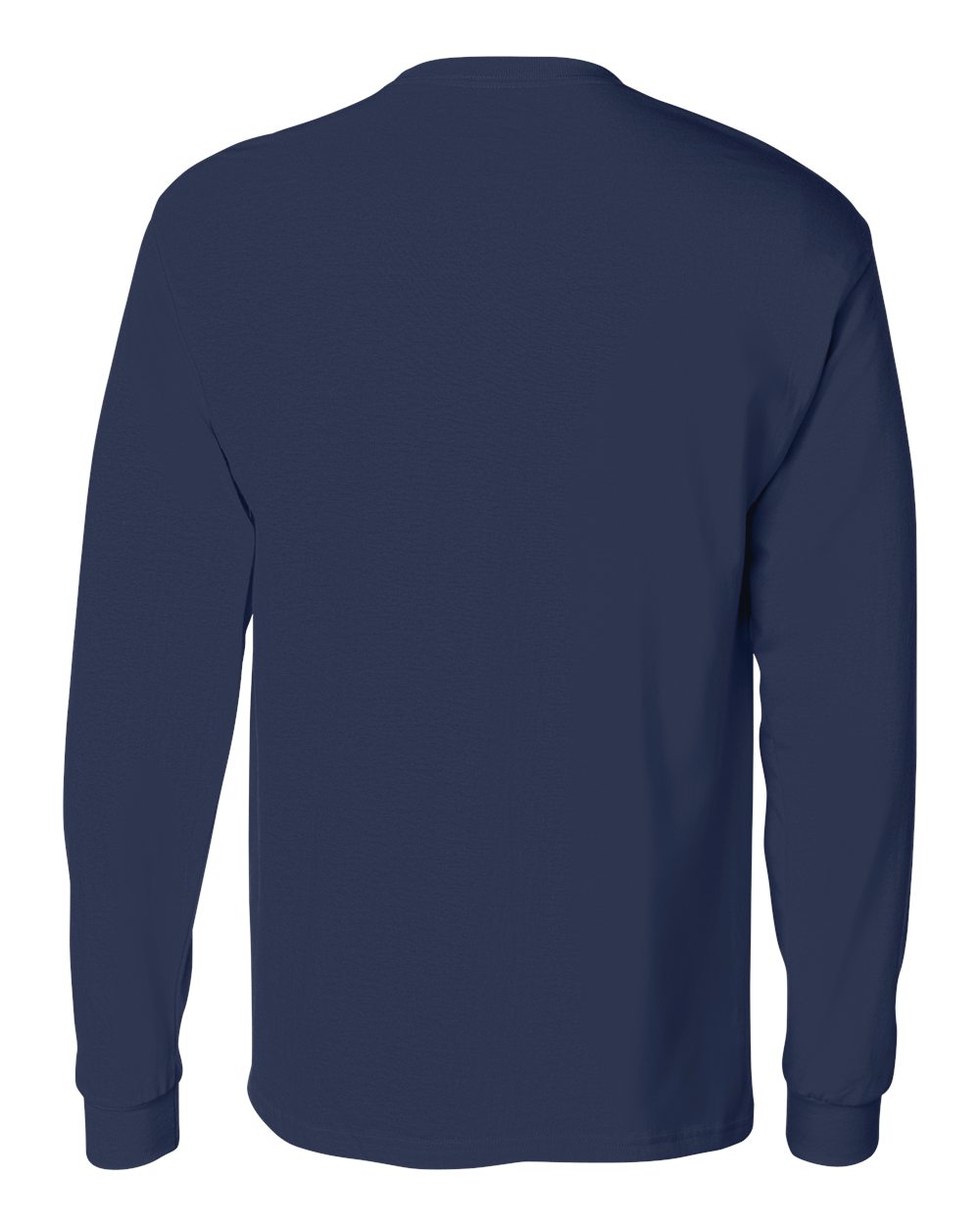 Rear View of Navy Authentic Long Sleeve Pocket T-Shirt - 5596