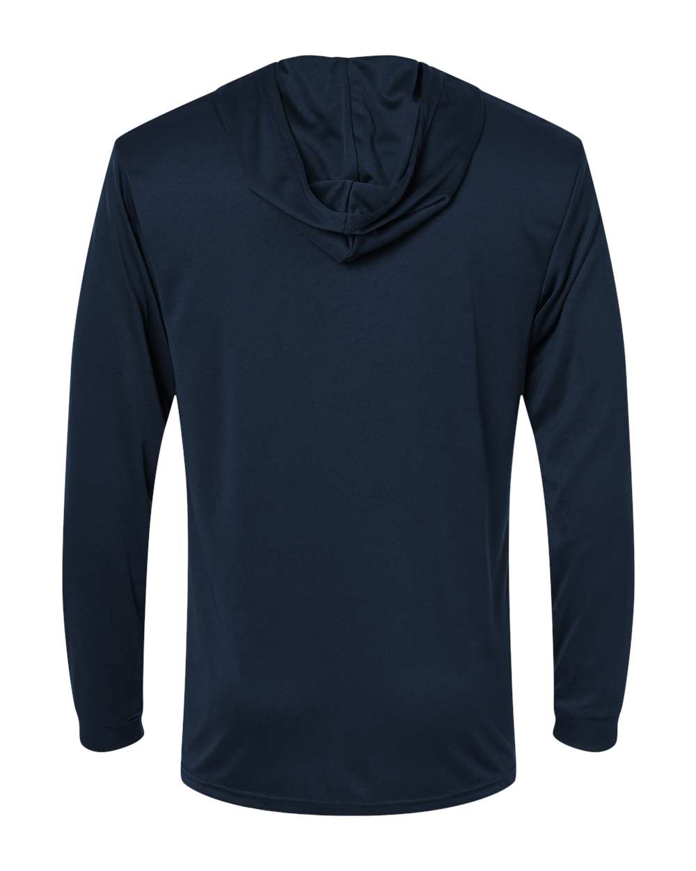 Front View of Navy Bahama Performance Hooded Long Sleeve T-Shirt - 220