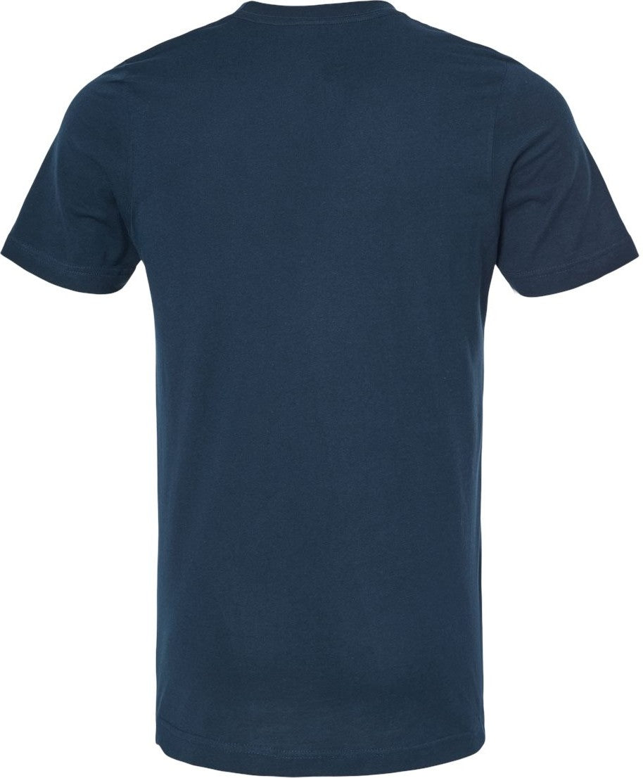 Rear View of Navy Blue Combed Cotton T-Shirt - 602