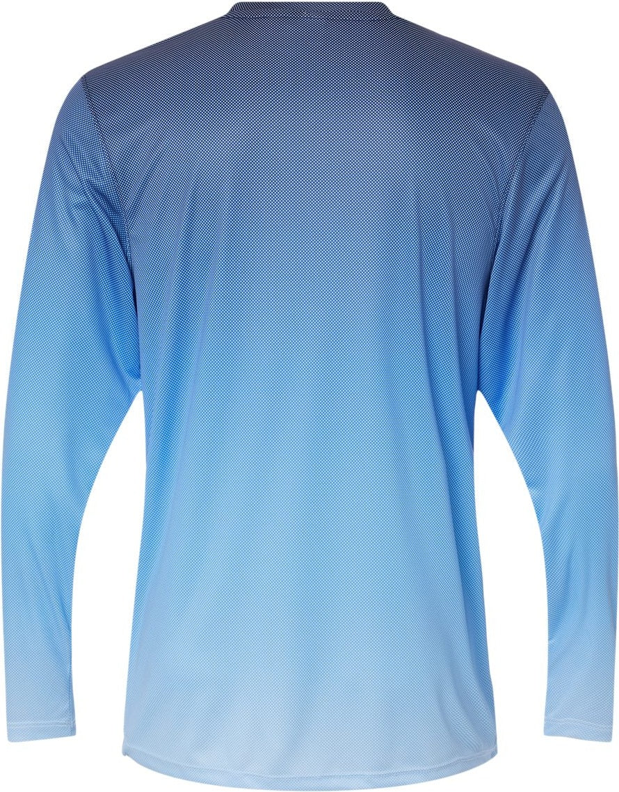 Front View of Navy/ Blue Mist Barbados Performance Pin Dot Long Sleeve T-Shirt - 225