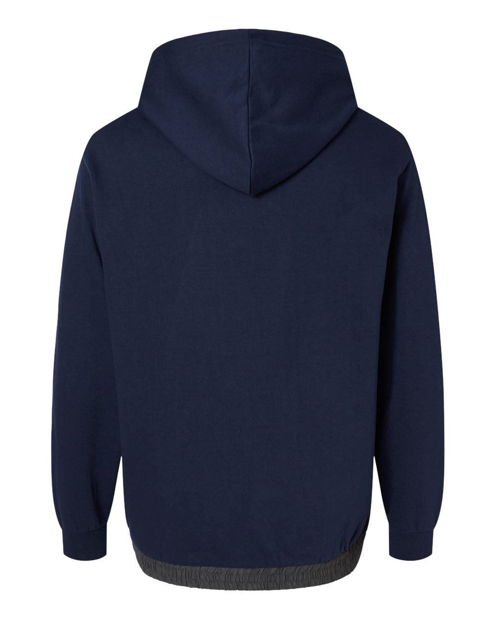 Rear View of Navy/ Charcoal Mixed Media Hooded Sweatshirt - 23112