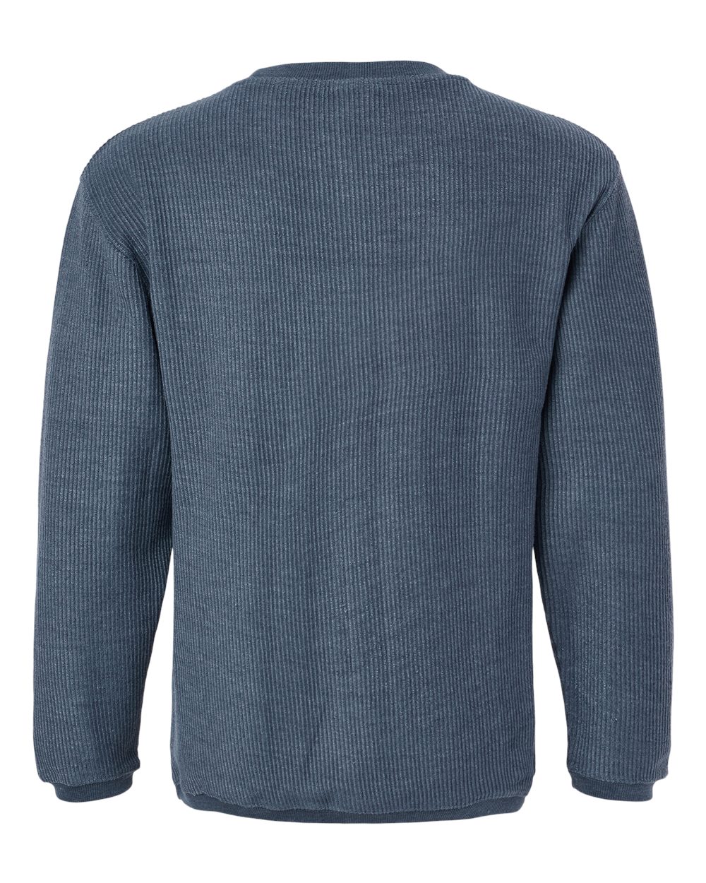 Rear View of Navy Corded Crewneck Pullover - 19179