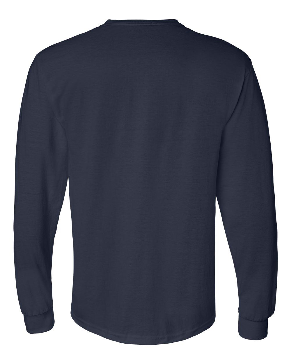 Rear View of Navy DryBlend® 50/50 Long Sleeve T-Shirt - 8400