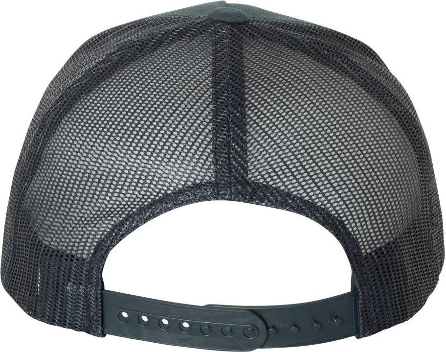 Rear View of Navy Five-Panel Retro Trucker Cap - 6506