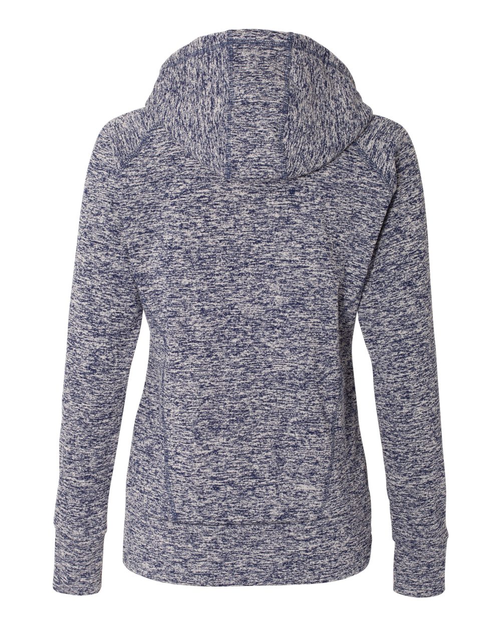Rear View of Navy Fleck/ Navy Women’s Cosmic Fleece Hooded Sweatshirt - 8616