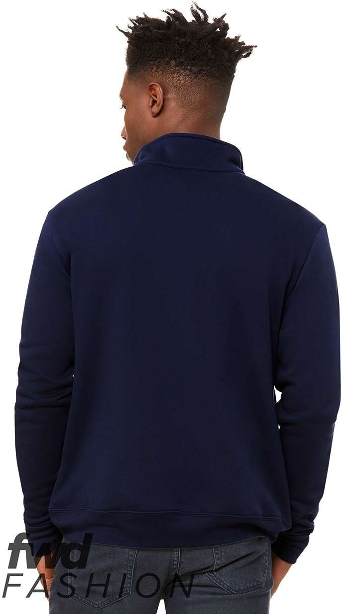 Rear View of Navy FWD Fashion Quarter-Zip Pullover Fleece - 3740