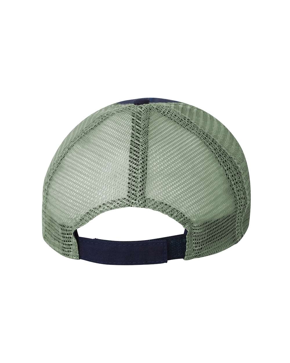 Rear View of Navy/ Grey Bio-Washed Trucker Cap - AH80