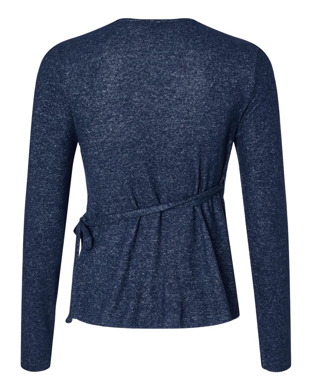 Rear View of Navy Heather Women's Cuddle Wrap Top - BW1301
