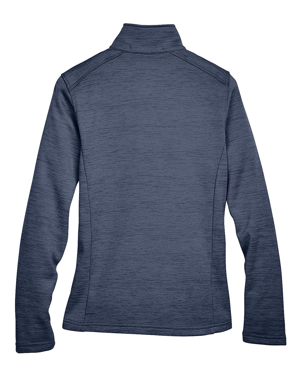 Rear View of Navy Heather Women's Newbury Mélange Fleece Quarter-Zip Pullover - DG798W