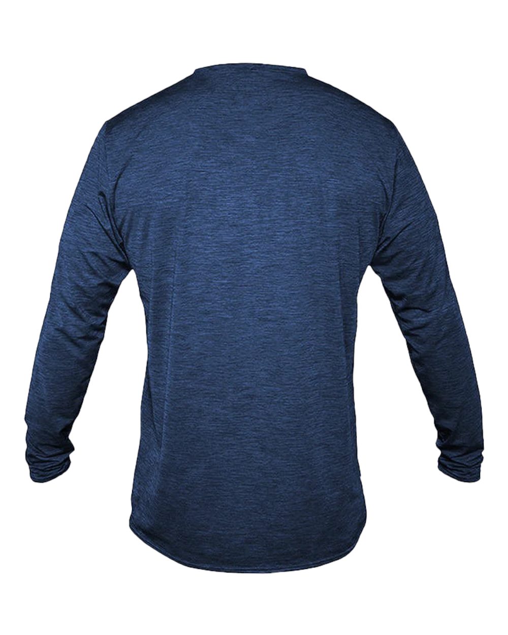 Rear View of Navy Heathered Low Pro Tech Long Sleeve T-Shirt - MVLPRL8