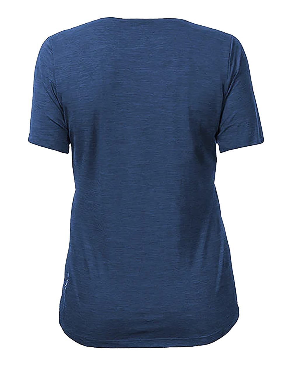 Rear View of Navy Heathered Women's Breeze Tech T-Shirt - WSBRZS0