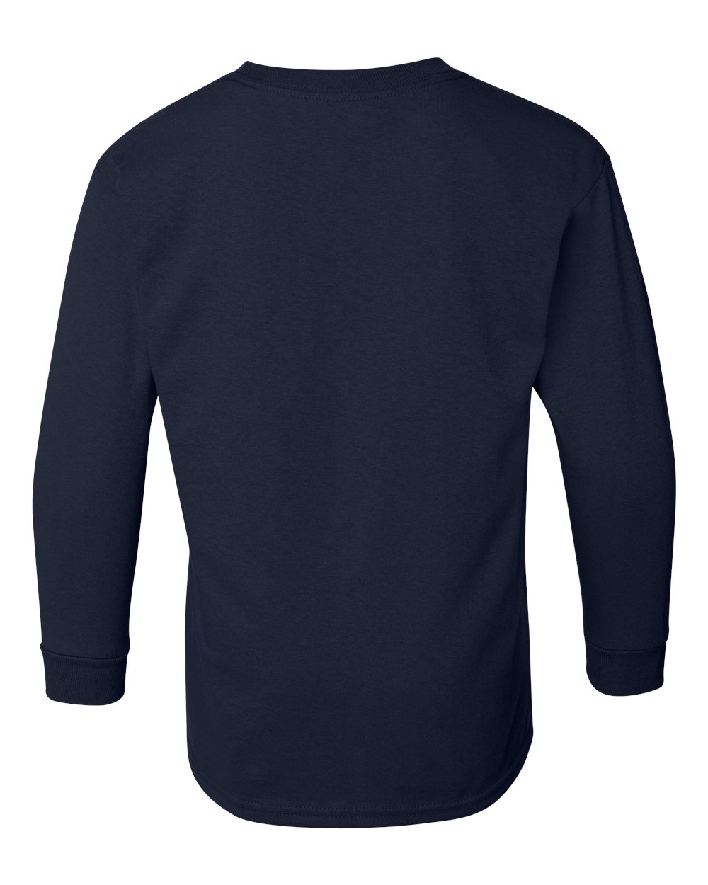 Rear View of Navy Heavy Cotton™ Youth Long Sleeve T-Shirt - 5400B