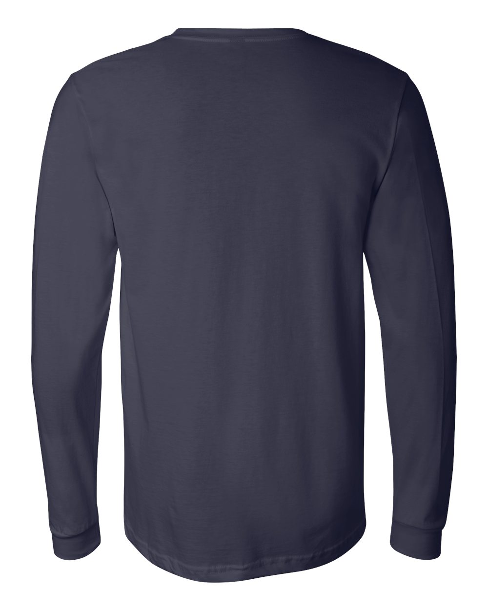 Rear View of Navy Jersey Long Sleeve Tee - 3501