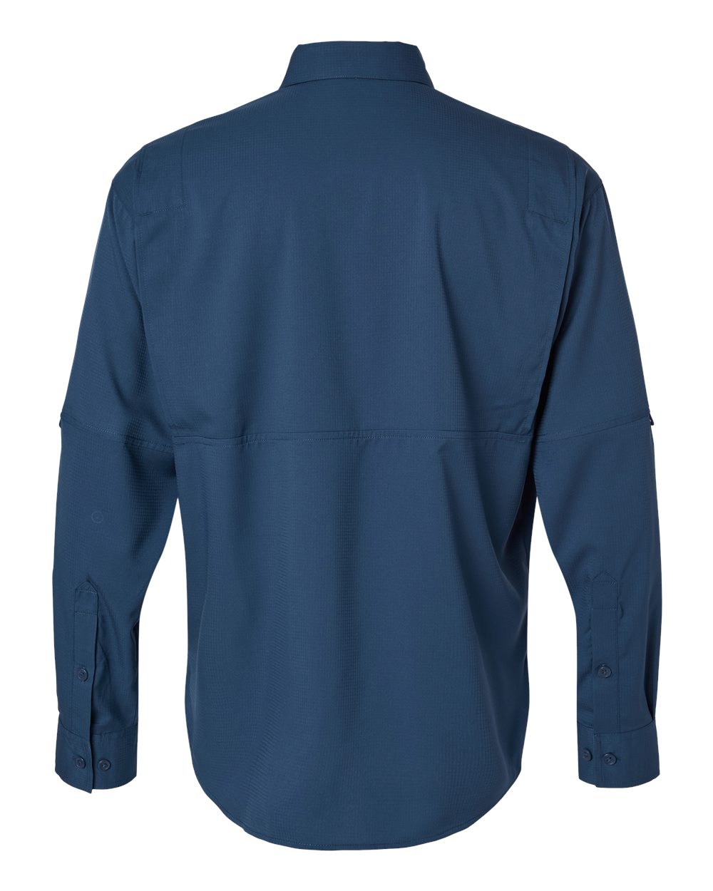 Front View of Navy Kitty Hawk Performance Long Sleeve Fishing Shirt - 702