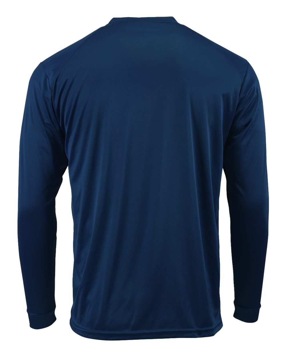 Front View of Navy Long Islander Performance Long Sleeve T-Shirt - 210