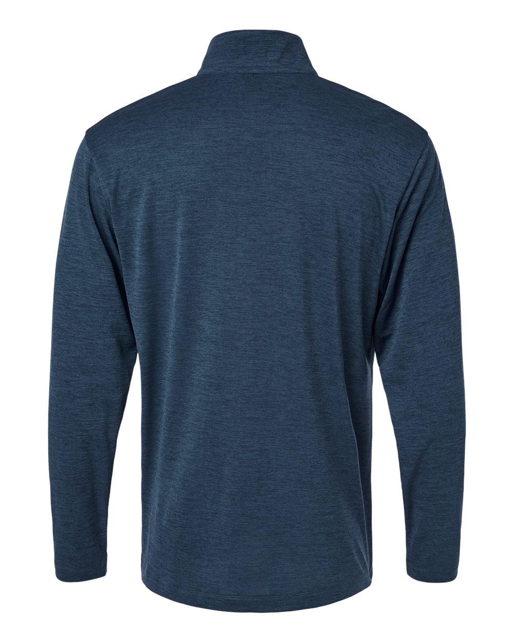 Rear View of Navy Melange Performance Mélange Quarter-Zip Pullover - 4HM700