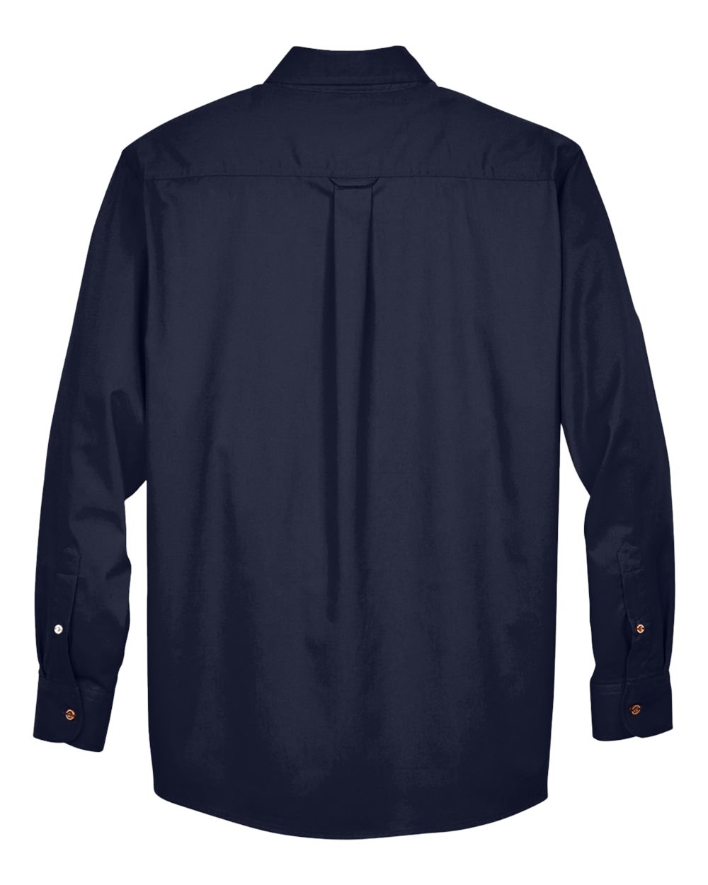 Rear View of Navy Men's Easy Blend™ Long Sleeve Twill Shirt - M500