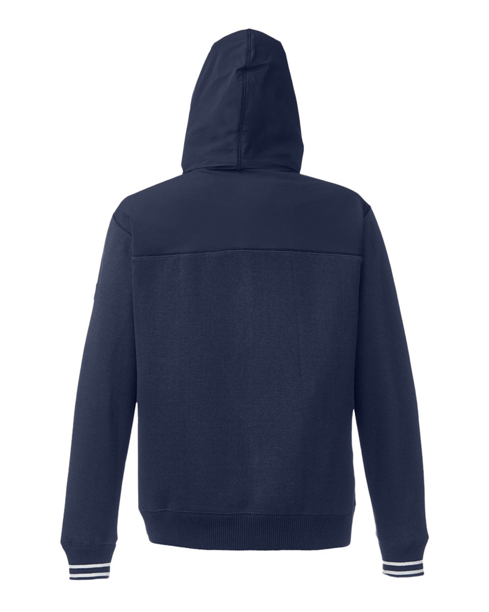 Rear View of Navy Navigator Fleece Hooded Full-Zip Jacket - N17582