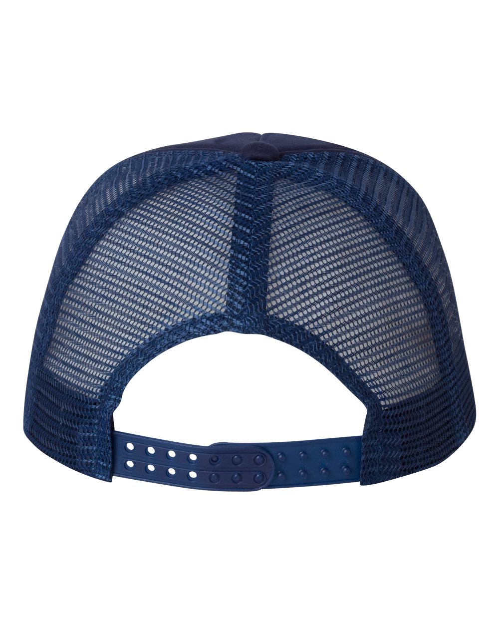 Rear View of Navy/ Navy Foam Mesh-Back Trucker Cap - VC700