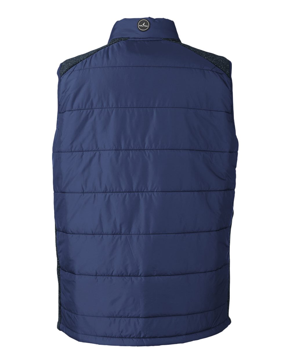 Rear View of Navy/ Navy Heather Harbor Puffer Vest - N17946