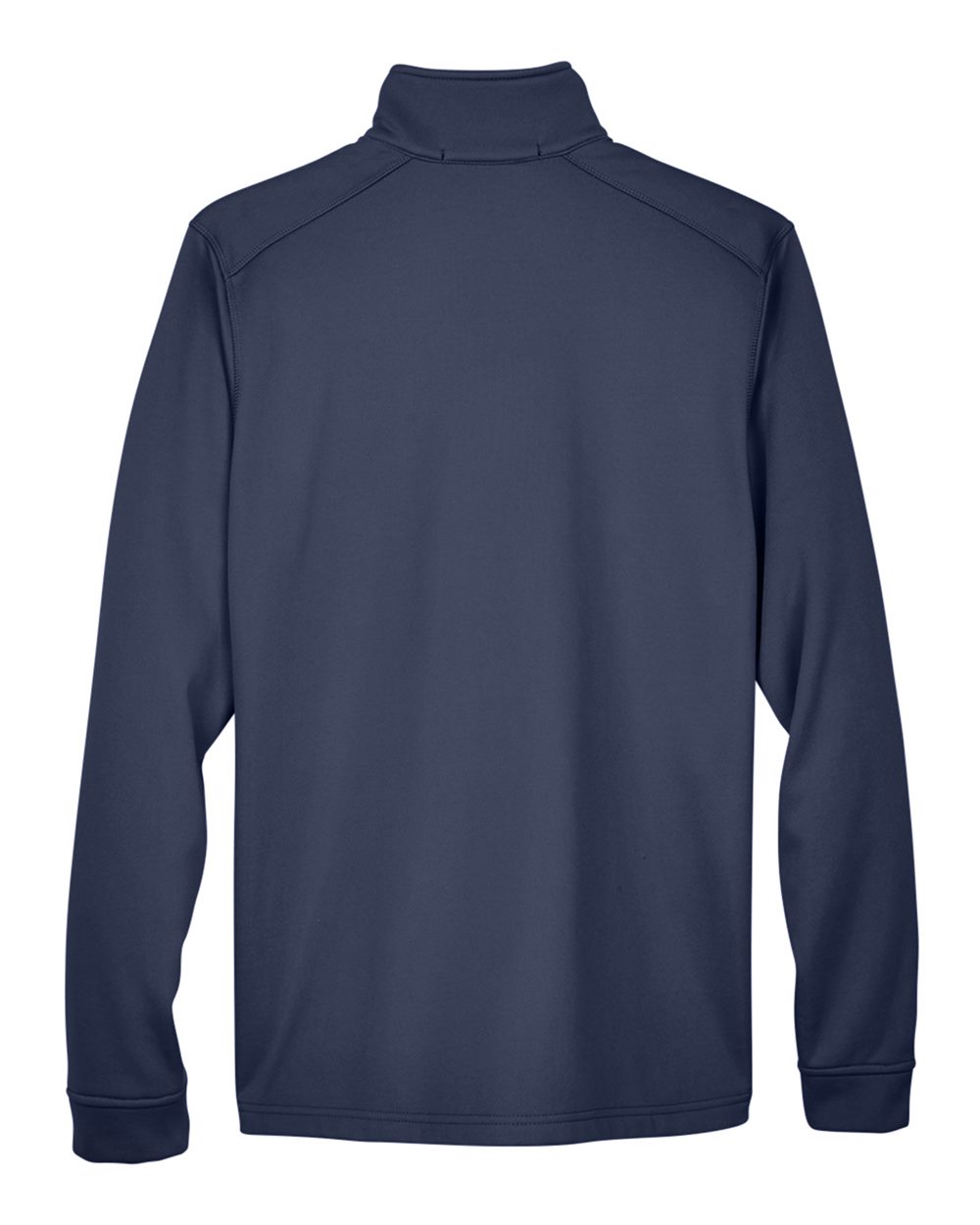 Rear View of Navy/ Navy Heather Men's Newbury Colorblock Mélange Fleece Full-Zip jacket - DG796