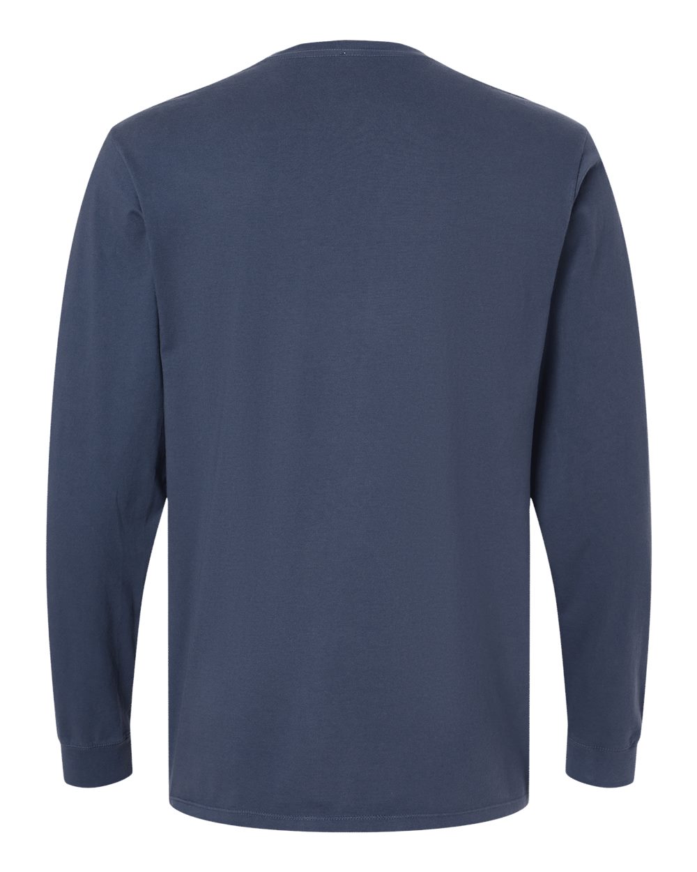 Rear View of Navy Organic Long Sleeve T-Shirt - 420