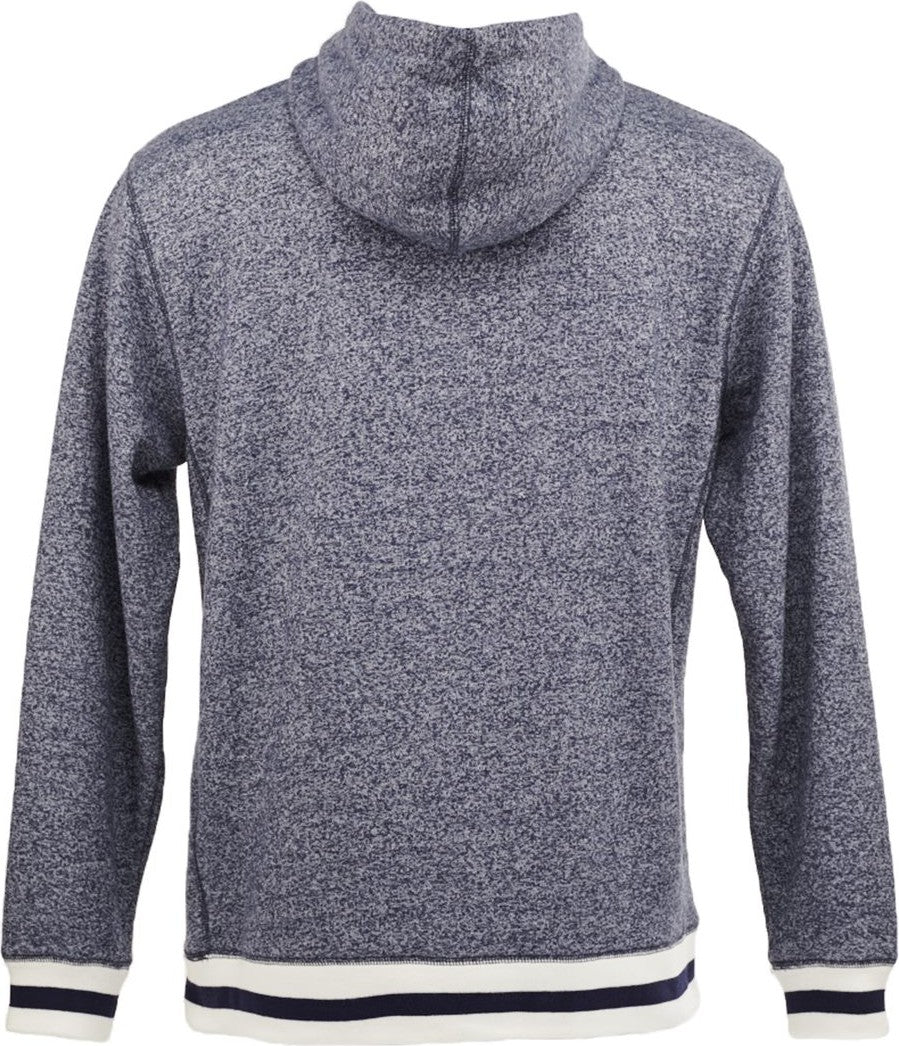 Rear View of Navy Pepper Peppered Fleece Lapover Hooded Sweatshirt - 8701