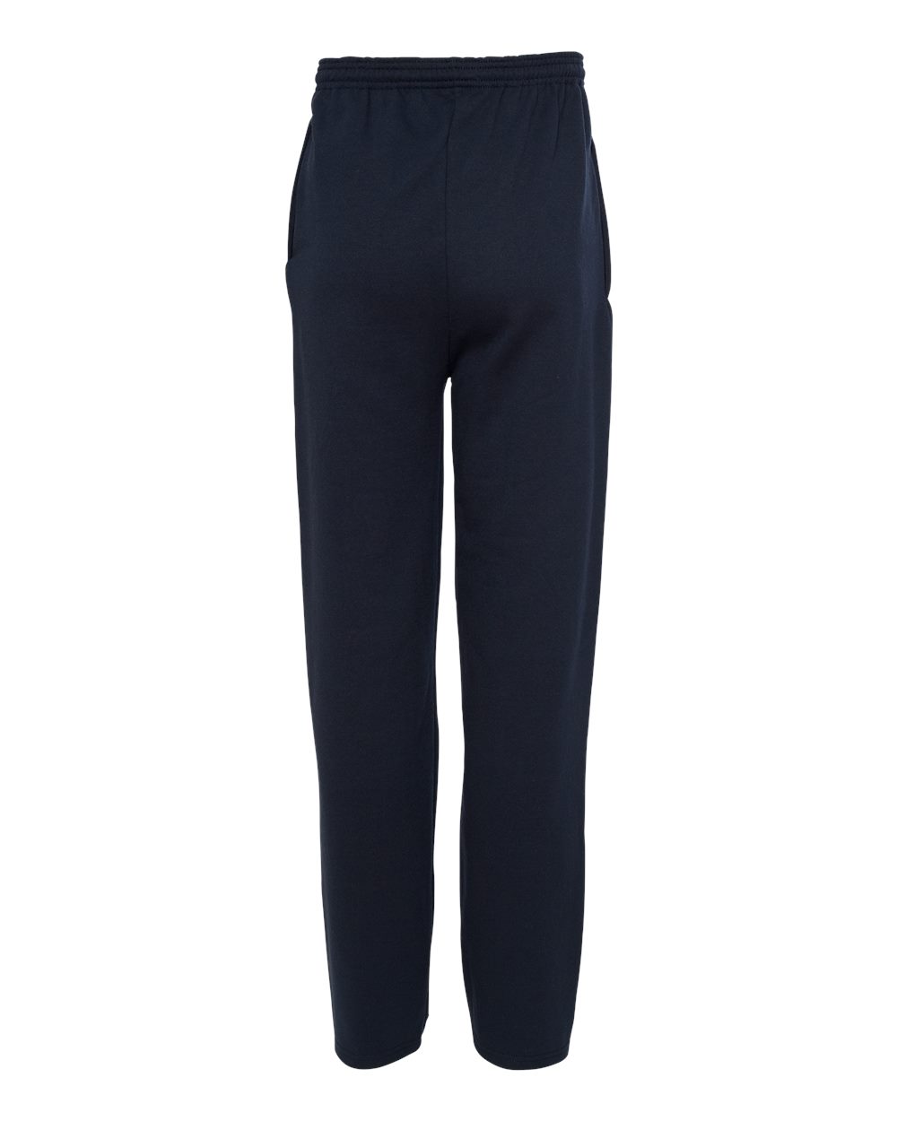 Rear View of Navy Powerblend® Open-Bottom Sweatpants with Pockets - P800