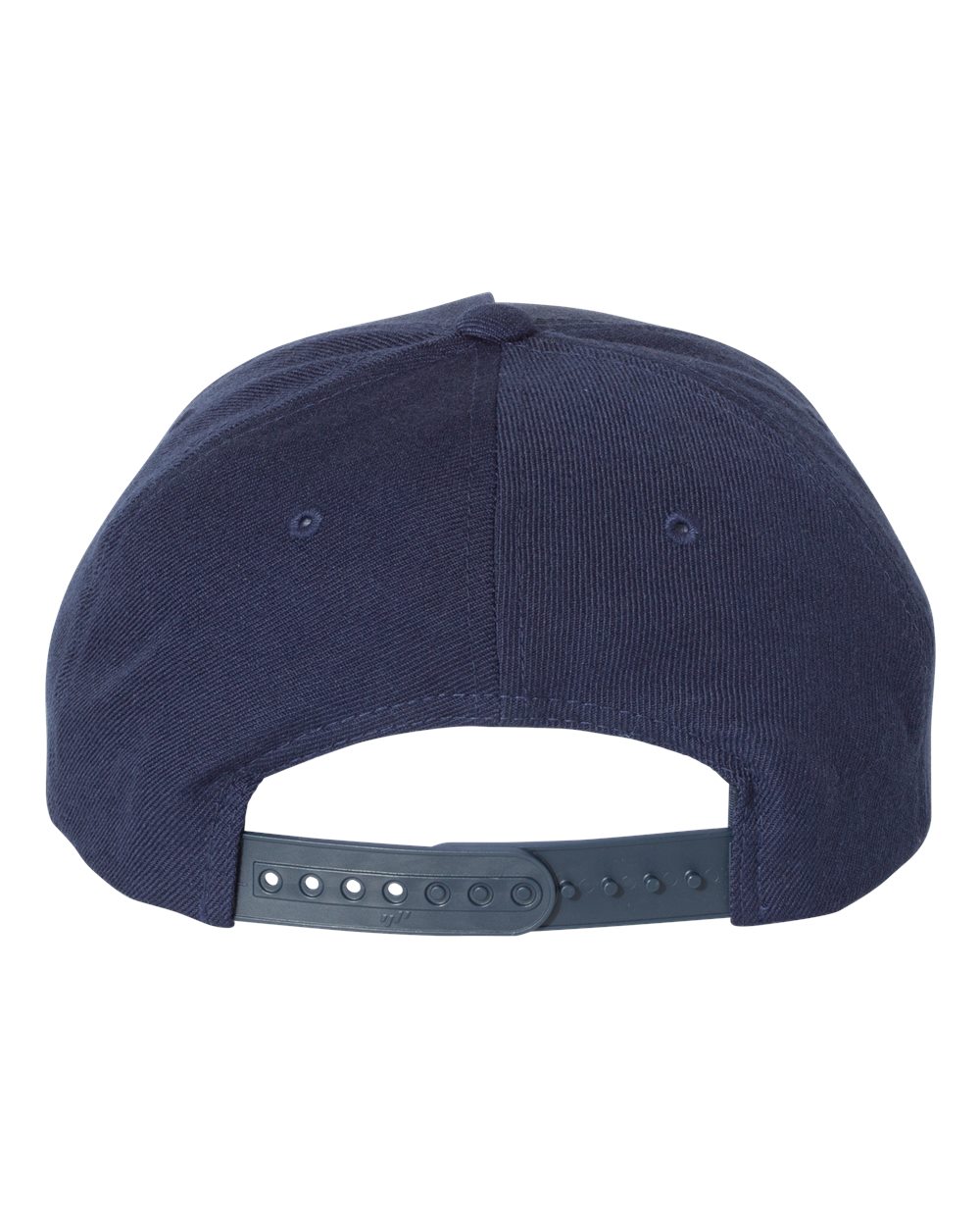 Front View of Navy Premium Five-Panel Curved Bill Snapback Cap - 5789M