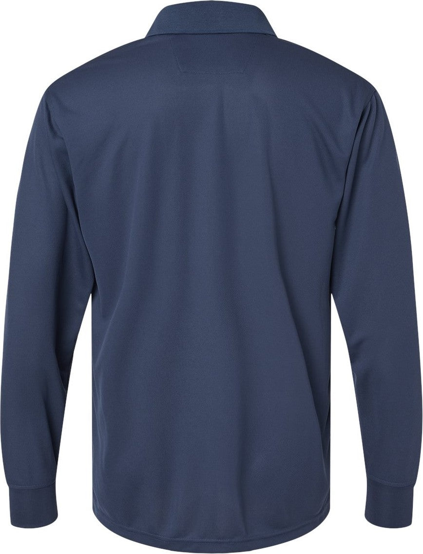 Rear View of Navy Prescott Long Sleeve Polo - 110