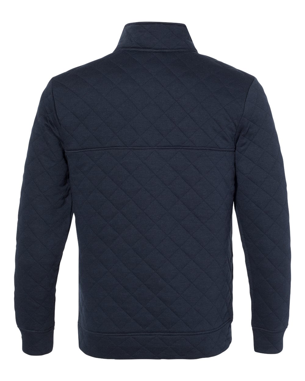Rear View of Navy Quilted Snap Pullover - 8890