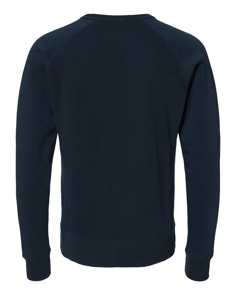 Rear View of Navy Ripple Fleece Raglan Crewneck Sweatshirt - 8707