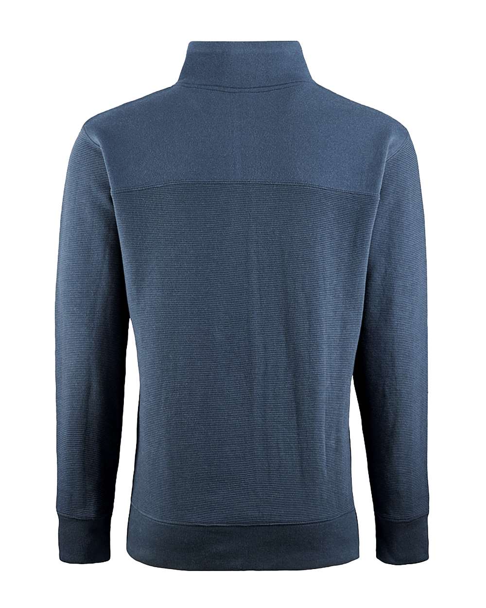 Rear View of Navy Ripple Fleece Snap Sweatshirt - 8708