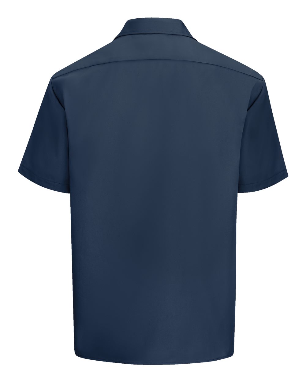 Rear View of Navy Short Sleeve Work Shirt - Tall Sizes - 2574T