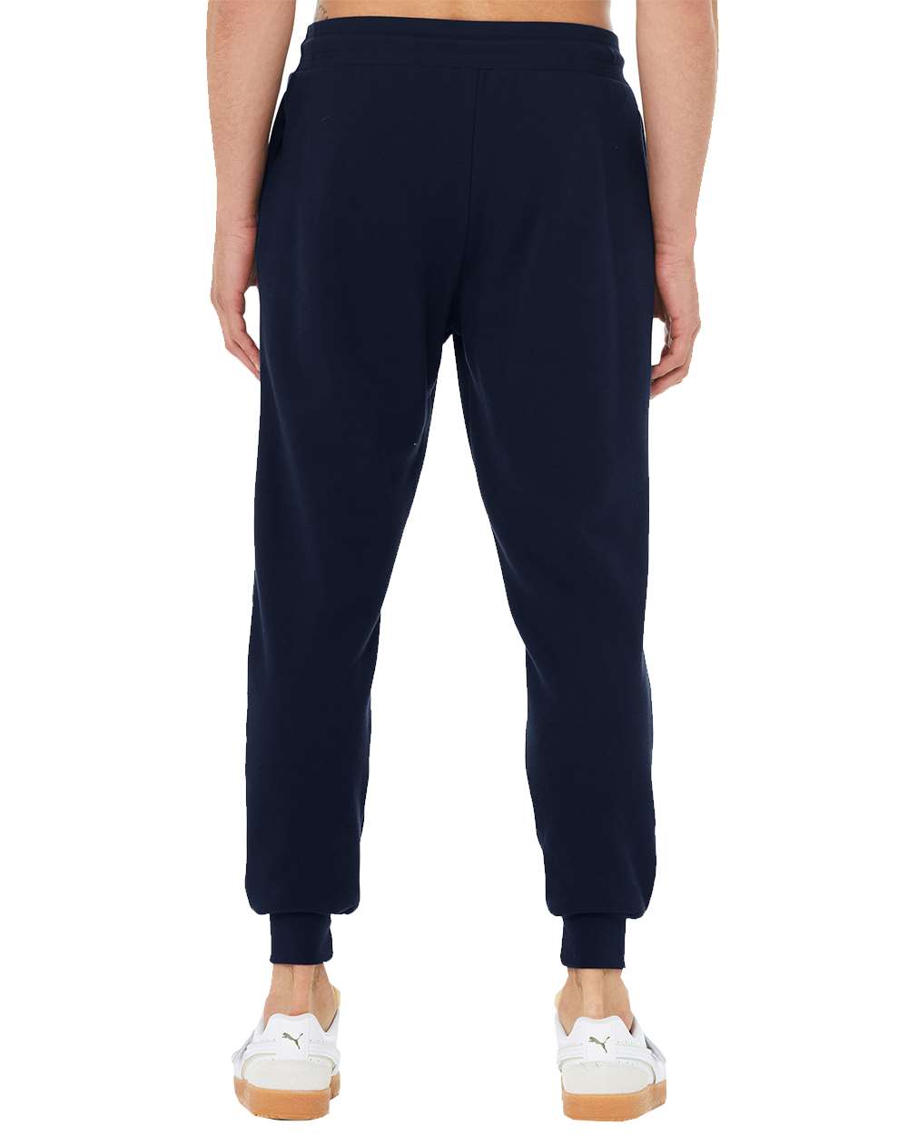 Rear View of Navy Sponge Fleece Jogger Sweatpants - 3727