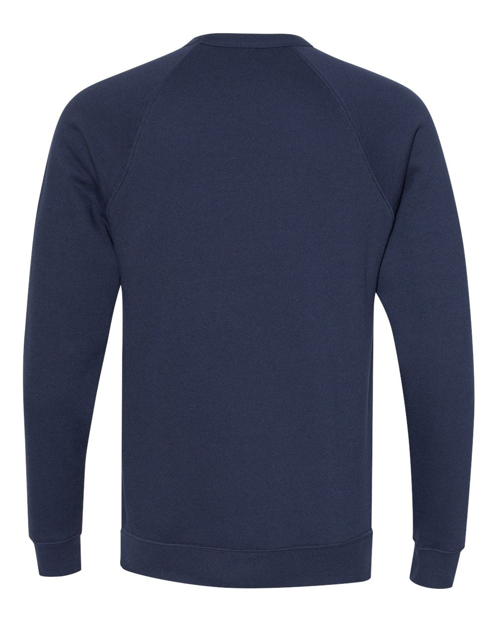 Rear View of Navy Sponge Fleece Raglan Crewneck Sweatshirt - 3901