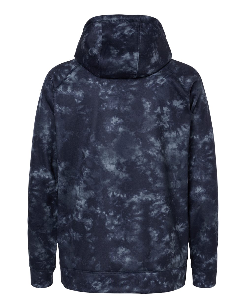 Rear View of Navy Tie Dye Performance Raglan Pullover Sweatshirt - 8670