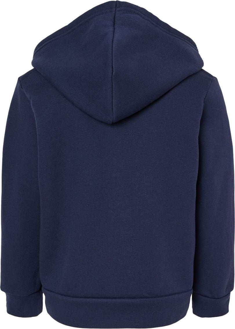Rear View of Navy Toddler Sponge Fleece Full-Zip Hoodie - 3739T