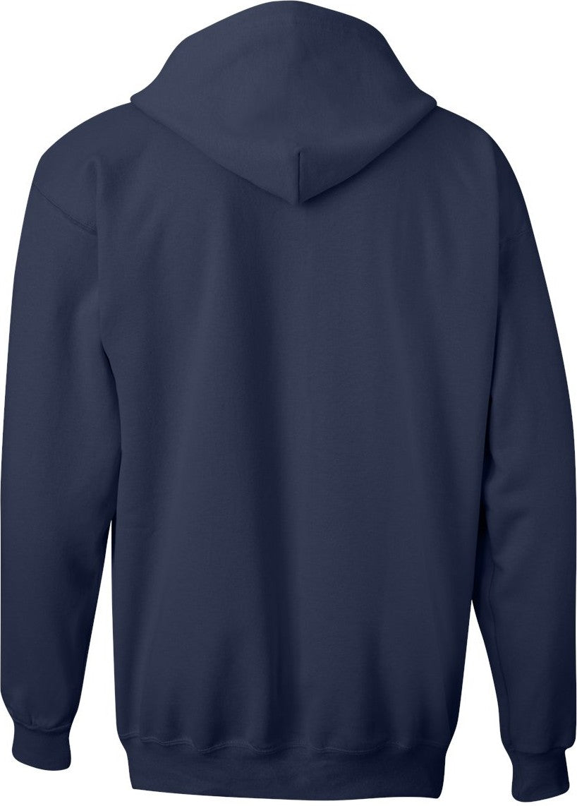 Rear View of Navy Ultimate Cotton® Full-Zip Hooded Sweatshirt - F280